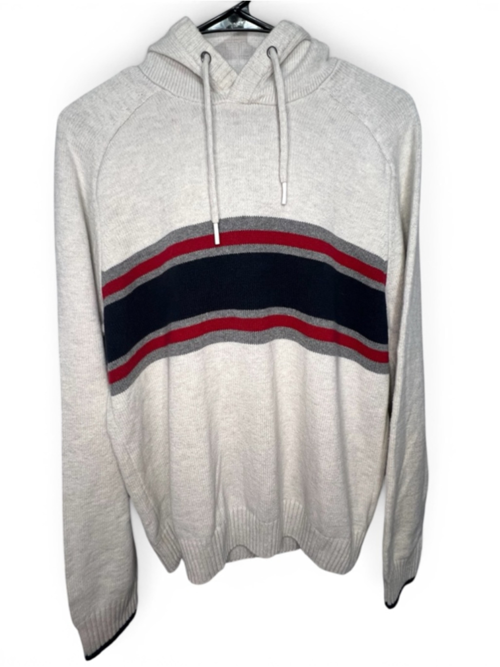 Urban Pipeline Grey Colorblock Striped Knit Pullover Hoodie Sweater